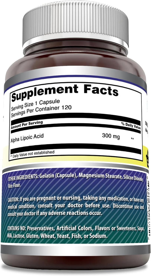 Amazing Formulas Alpha Lipoic Acid 300 Mg Capsules Supplement | Non-GMO | Gluten Free | Made in USA (120)...
