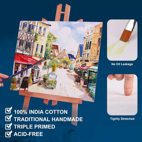 Artkey Canvases for Painting 8 x 10 Inch 10 - Pack, 5/8" Profile Stretched Canvas - 10 oz Primed, 100% Cotton White Blank Canvas - Art Paint Canva...