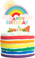 1Pc Colorful Rainbow Cake Topper/Cake Flags/Cake Picks - Include Cute Cloud/Sun Kids Child Happy Birthday Baby Shower Party Baking Decoration Supp...