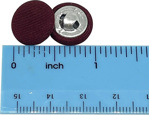 Wine Red Fabric Cloth Covered with Metal Shank Round Buttons for Suits Gowns Blouses Shirts DIY Sewing 15mm(0.6 Inch) 20Pc...