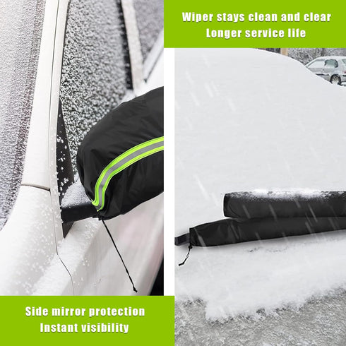 4 PCS Side Mirror Covers and Windshield Wiper Covers, Durable Snow Mirror Cover and Wiper Blades, Protects from Ice Snow Frost Dew Rain Bird Poop,...