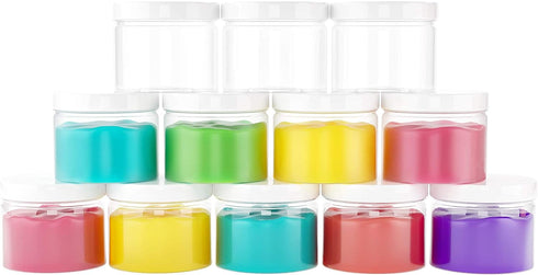 Healthy Packers Slime Containers with Water-tight Lids (8 oz, 12 Pack) - Clear Plastic Food Storage Jars with Individual Labels- Great for your sl...
