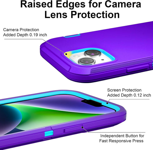 GYJ Case for iPhone 15, iPhone 14, and iPhone 13 Case 6.1" with 2 Screen Protector, Full Body Heavy Duty Military Grade Cover, Shockproof Drop-Pro...