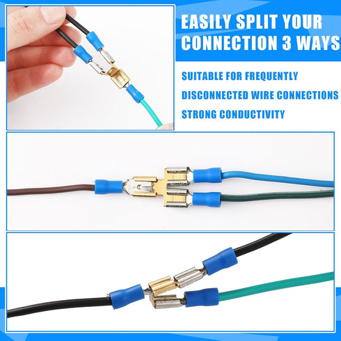 36 Pieces of Electrical Spade Connectors Including 12 Pcs Piggyback Spade Connectors, 12 Pcs Double Spade Connector and Chair Terminal Quick Disco...