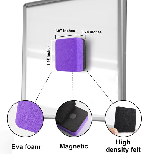 Mini Dry Erase Erasers, 48 Pack Magnetic Whiteboard Eraser for kids, Chalkboard Cleansers for Classroom, Home and Office (6 Colors)...