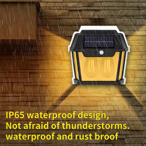 LED Dual Core Outdoor Lighting Solar Warm Light Wall Lamp? Wireless Dusk to Dawn Motion Sensor LED Sconce Lights IP65 Waterproof....