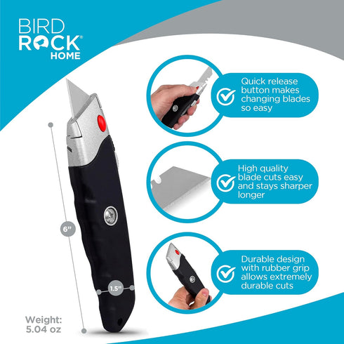 INTERNET'S BEST Premium Utility Knife Set | Retractable Box Cutter with Rubber Handle | Heavy-Duty Cutting for Cardboard, Carpet, Plastic | Retrac...