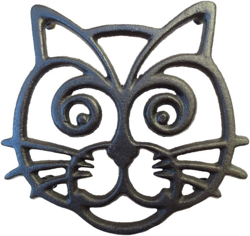 Cat Trivet - Black Cast Iron - for Kitchen & Dining Table - More Than One Makes a Set for Counter, Wall Art or Decoration Accessory - Housewarming...