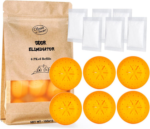 12 Pack Baking Soda Deodorizers, 6 Deodorizer Balls + 6 Refills, Odor Eliminator for Shoes Closets Bathroom Pets, Air Freshener for Home, Up to 24...