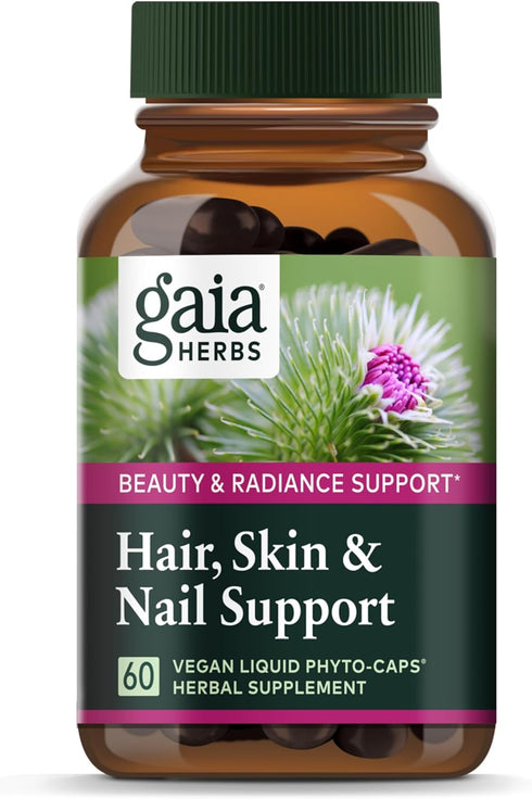 Gaia Herbs Hair, Skin & Nail Support - Helps Promote Healthy Skin, Hair Growth & Nail Growth - with Horsetail, Alfalfa, Burdock, Gotu Kola & Nettl...