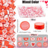 1 Box 300Pcs Valentines Clay Beads Polymer Clay Beads Holiday Heart Red Tone Love Letter Loose Spacer Bead for Jewelry Making Supplies Bead Assort...