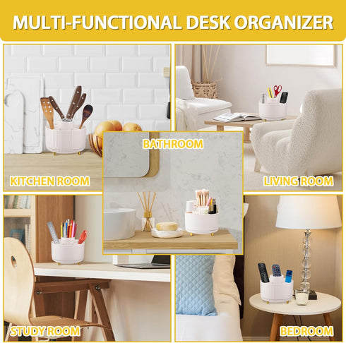 Makeup Brush Holder, Multi-angle Rotating Makeup Organizer, Multifunction Cosmetic Organizer for Bathroom Countertop, Bedroom Nightstand, Desktop,...