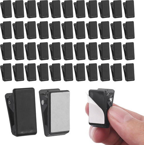 Adhesive Clips, Self Adhesive Clips, Self Adhesive Wall Clips, Durable, Black, Self Adhesive Clips for Posters, Photos, Tapestries (PACK-100)...