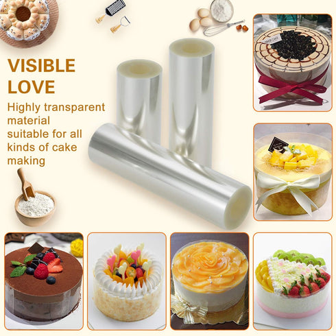 Cake Collars 4 x 394inch (5.9 mil thick) Transparent Acetate Sheets Rolls for Baking Surrounding Edge Decorating...