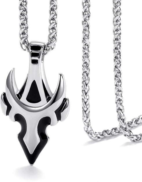 Mens Arrow Necklace Taurus Pendant Chain for Men 24 Inch Stainless Steel Chain...