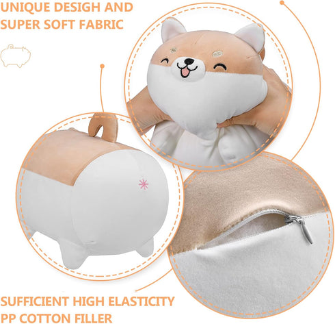 Auspicious beginning Shiba Inu Plush Toy Anime Corgi Kawaii Plush Smiling Dog Soft Cute Pillow, Stuffed Animal Plush Toy Gifts for Kids 11.8"...