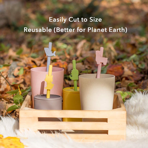 Silicone Straws Reusable Safe for Kids, 4pcs Flexible 7.8 Inches long with 1 Cleaning Brush for 20oz and 30oz Tumblers, BPA Free, Eco-Friendly...