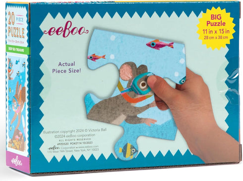 eeBoo: Deep Sea Treasure - 20 Piece Puzzle - 15 x 11 Kids Jigsaw, Oversized Glossy Pieces, Ocean Themed, Preschool Puzzle, Ages 3+...