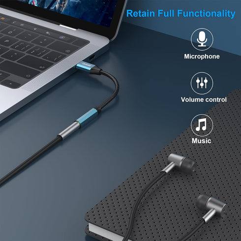 BENFEI USB C to Audio Jack Adapter with DAC chipset, USB-C to 3.5mm Female Headphone Compatible with iPhone 15 Pro Max/15 Pro/15, Samsung Galaxy S...