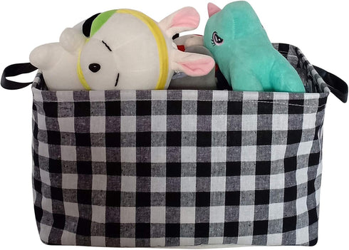 KUNRO Rectangle Toy Bin Waterproof storage organizer for Nursery Hamper Home decor Closet Kids Bedroom Laundry Baby Gift Shelf Baskets(Black grid)...