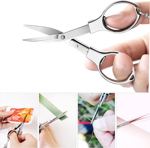 30 Pcs Folding Scissors Mini Travel Scissors Stainless Steel Portable Scissors Anti Rust Bulk Foldable Multipurpose Glasses Shaped Cutter for Nurs...