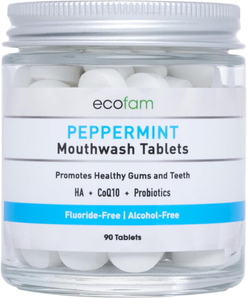Peppermint Mouthwash Tablets - Chewable Mouthwash Tablet for Fresh Breath Fluoride Free Alcohol Free Travel Size Mouthwash - 90 Tablets...