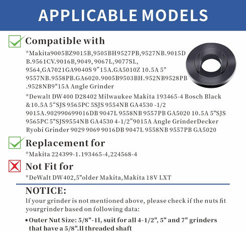 7PCS Angle Grinder Nut Angle Grinder Wrench Kit 5/8-11 Flange Metal Lock Nut for Compatible with Dewalt Milwaukee Makita193465-4 Metabo Bosch Ryob...