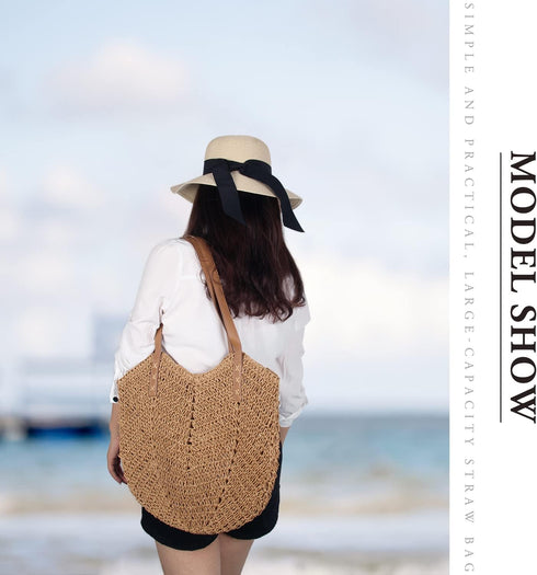 Oweisong Women Straw Beach Bag Large Summer Purse Woven Straw Handbags Tote Shoulder Bag for Vacation Travel...