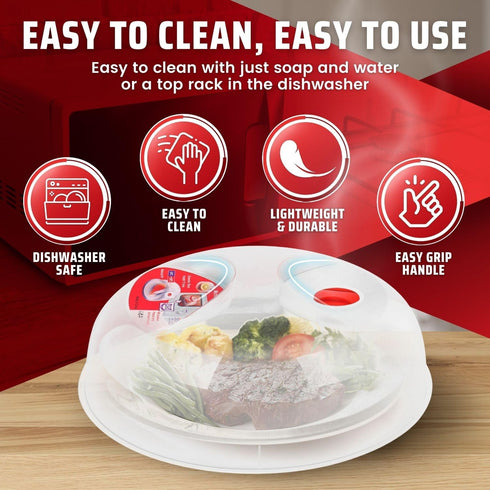 Flexzion 10 Inch Small Microwave Splatter Cover - BPA-Free Anti-Splatter Microwave Cover with Adjustable Steam Vent, Dishwasher Safe, Transparent ...