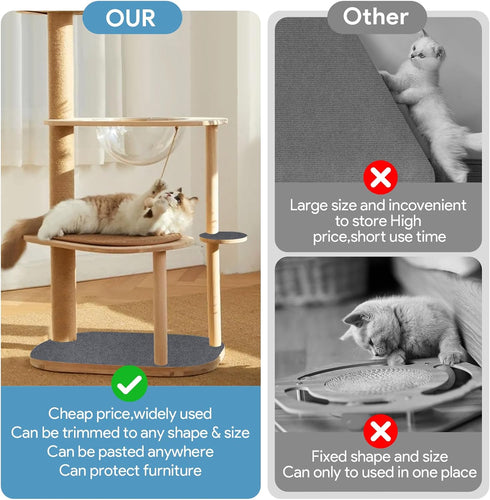 Cat Scratching Mat,39.4''×11.8'' Trimmable Self-Adhesive Cat Scratch Carpet Pad Protector from Cat Claws for Beds and Furniture, Scratching Post R...