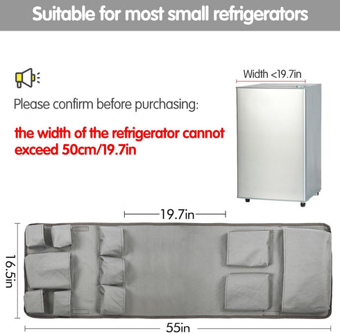 Extended Mini Fridge Caddy Organizer - 55" x 16.5" Back to School Dorm and Office Over the Fridge Storage Organizer with 11Pockets for Flatware Dr...
