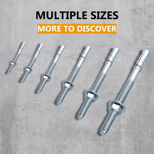 1/4 x 3-3/4'' Wedge Anchor, 1/4 Inch Diameter for Concrete, 5 PCs Heavy Duty Zinc Plated Concrete Wall Anchor...