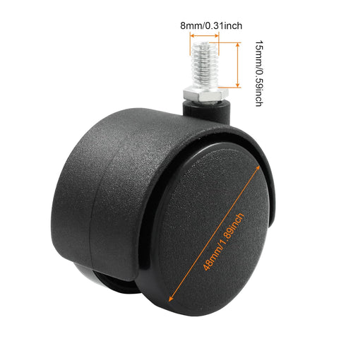 4 Pack 2 Inch Caster Wheel Replacement, M8 Office Chair Caster Wheel, Universal Standard Size Furniture Wheel Without Locking Braking Threaded Scr...