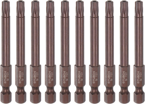 10pcs T27 Torx Bit 1/4" Hex Shank 3" Length Magnetic Security Star Screwdriver Power Tool, Red...
