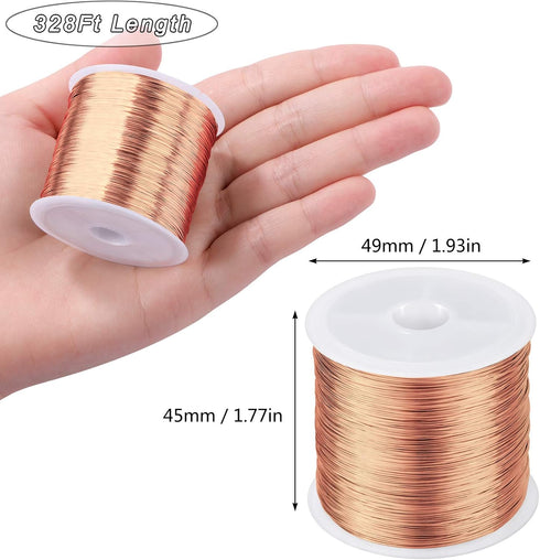MIKIMIQI 328Ft Jewelry Wire - 26 Gauge Tarnish Resistant Copper Beading Wire for Jewelry Making, 0.4mm X 100m (Rose Gold)...