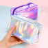 Teensery PU Leather Holographic Makeup Pouch Cosmetic Bag Waterproof Toiletries Organizer Pen Bag for Women and Girls (Purple)...