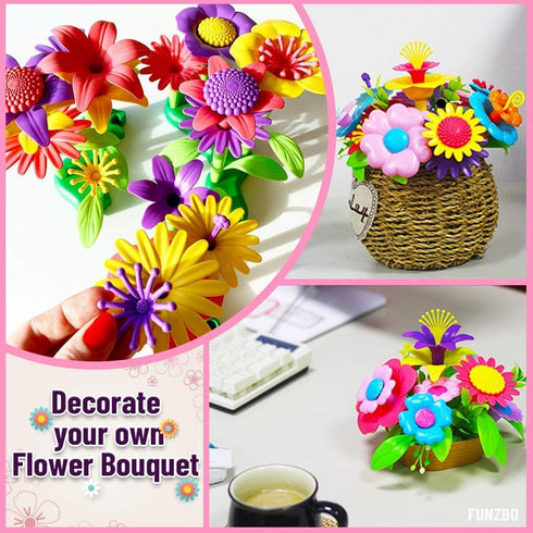 FUNZBO Flower Garden Building Toys for Girls - Toddler Toys for 3, 4, 5, 6, 7 Year Old Girls Gifts, Stacking Toys for Toddlers, Toddler Out Door T...