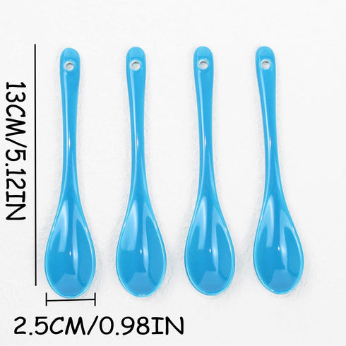 5” Ceramic Spoon Coffee Spoon Stir-stirring Spoon With Ceramic Asian Ceramic Spoons for Coffee Tea Yogurt Sauce Sugar Salt and Desserts Demitasse ...