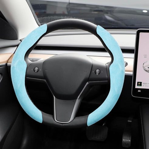 Evankin Tesla Model3 Steering Wheel Cover?Suede car Accessory for Women and Men?Easy to Install?Breathable & Non-Slip for Tesla Steering Wheel Cov...