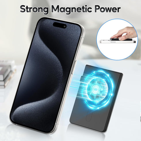 SS Magnetic Wallet for MagSafe, Minimalist Slim Pop-up Phone Wallet Card Holder for Back of Phone, Safety Lock, Black...