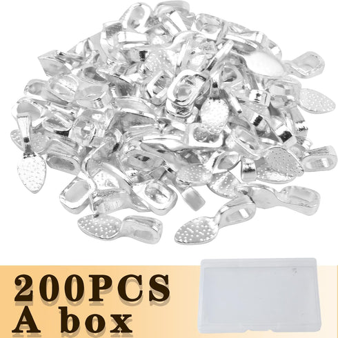 200pcs Glue on Bails Pendants Spoon Oval Shape Glue-on Earring Bails with a Box Jewelry Making Accessories for DIY Necklace Bracelet Crafts Handma...