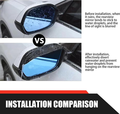 2 PCS Car Carbon Fiber Rear View Mirror Rain Eyebrow, 7.1" x 2.2" PVC Flexible Waterproof Reflective Protective Board, Rainwater Deflector to Main...