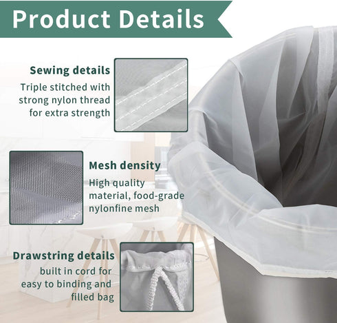 12"x18" Nylon Mesh Strainer Bags for Almond Nut Milk, Greek Yogurt, Home Beer Wine Brewing 180 Micron...
