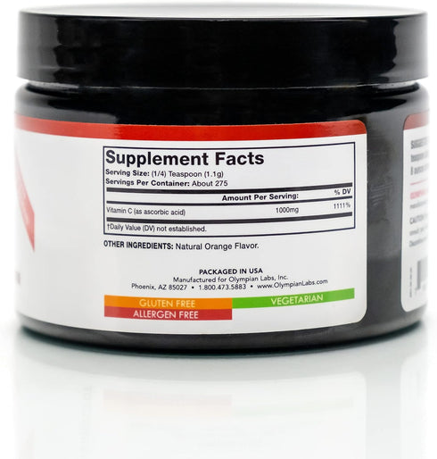 Olympian Labs Concentrated Vitamin C Powder, 1000mg 275 Servings, Immune System Support, Natural Antihistamine, Powerful Antioxidant...
