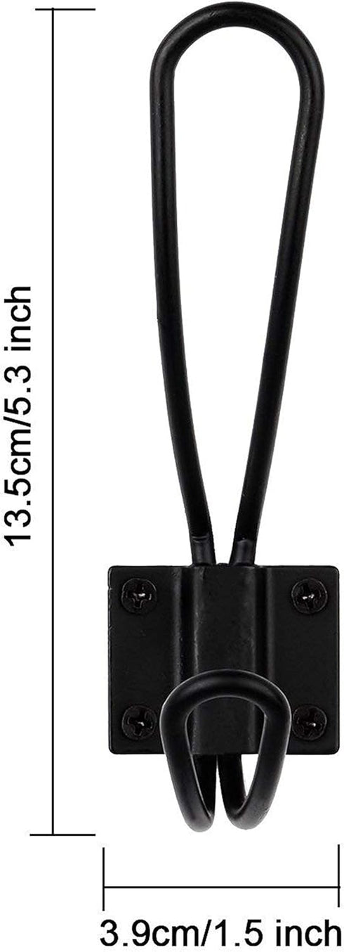 Rustic Entryway Hooks | 10 Pack of Black Wall Mounted Vintage Double Coat Hangers with Large Metal Screws Included...