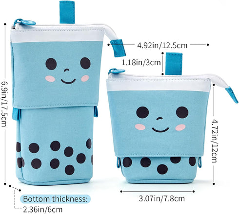 ANGOOBABY Cute Pencil Case Standing Pen Holder Telescopic Makeup Pouch Pop Up Cosmetics Bag Stationery Office Organizer Box for Girls Students Wom...
