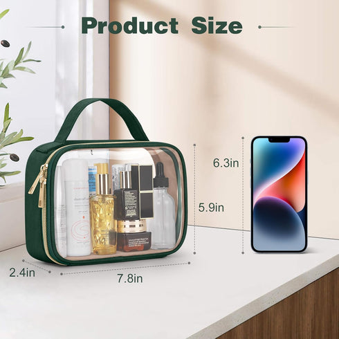 Wedama TSA Approved Toiletry Bag, 3 Pack Clear Makeup Bags with Handles, Quart Size Clear Toiletry Bags, PVC Cosmetic Bags for Women and Men, Carr...