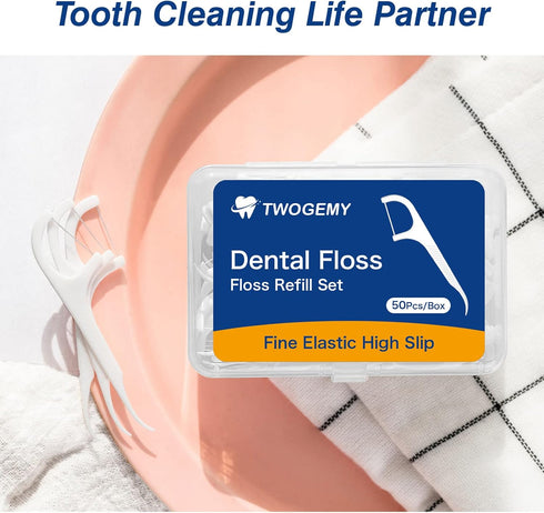 Dental Floss, 2 Pack 10 Count and 50 PCS/Box, Total Package of 70 Picks Adult Floss in Set Meal. The Perfect Portable Flossing Travel Set for Clea...