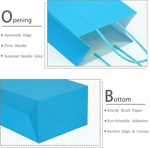 AZOWA Blue Gift Bags Small Blue Kraft Paper Bags With Handles (5 x 3.1 x 8.2 in, 12 CT)...