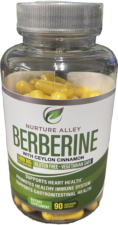 Berberine Complex - Berberine HCL 1200mg Plus Organic Ceylon Cinnamon 200mg - 90 Capsules - Supports Metabolism, Immune System - Berberine HCI Sup...